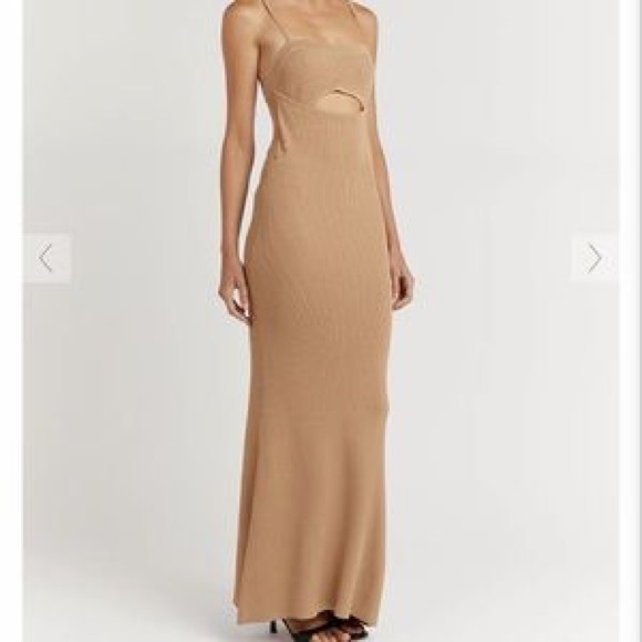 DISSH Carlie Wheat Cut Out Knit Dress Camel Tan Size Large NWT - Picture 9 of 11